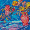 Peonies And Ranunculus Vase Art Diamond Painting