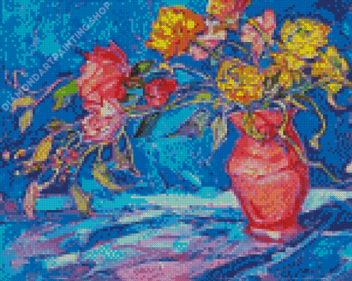 Peonies And Ranunculus Vase Art Diamond Painting