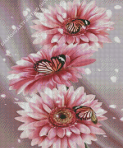 Pink Sunflowers And Butterflies Diamond Painting