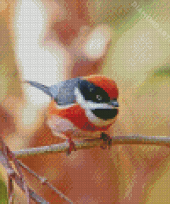 Red Head Long Tailed Tit Diamond Painting