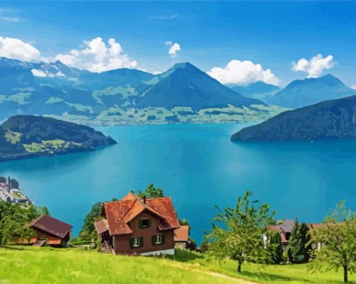 Aesthetic Lake Lucerne Diamond Painting