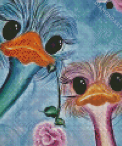 Aesthetic Ostrich And Flowers Diamond Painting