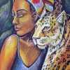 African Woman With Leopard Art Diamond Painting