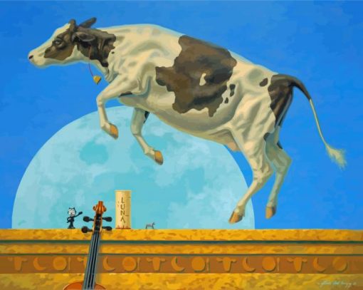 Animal Cow Jumping Over The Moon Diamond Painting