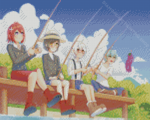 Anime Friends Fishing Diamond Painting