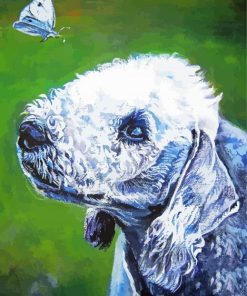 Bedlington Terrier With Butterfly Art Diamond Painting