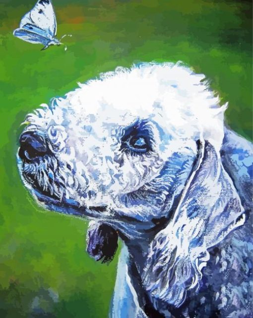 Bedlington Terrier With Butterfly Art Diamond Painting