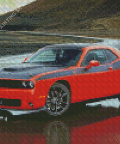 Black And Red Dodge Challenger Scat Diamond Painting