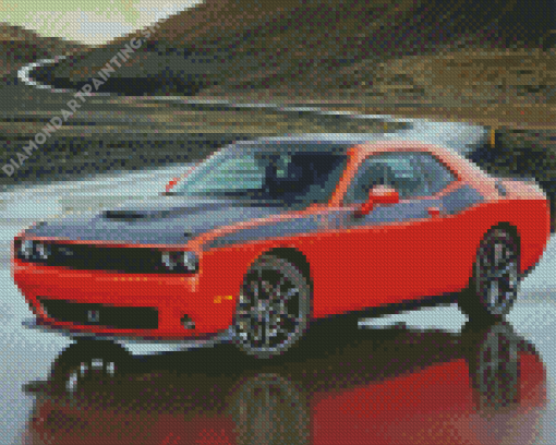 Black And Red Dodge Challenger Scat Diamond Painting