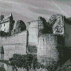 Black And White Chinon Fortress Ruins Diamond painting