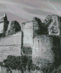 Black And White Chinon Fortress Ruins Diamond painting