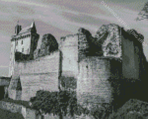 Black And White Chinon Fortress Ruins Diamond painting