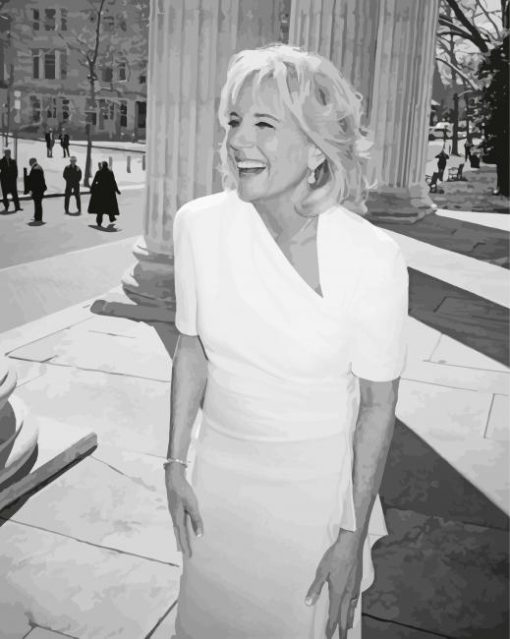 Black And White Jill Biden Diamond Painting