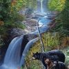 Black Bear Waterfall Landscape Diamond Painting