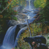 Black Bear Waterfall Landscape Diamond Painting