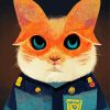 Cat Dressed In Policeman Uniform Diamond Painting