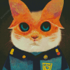 Cat Dressed In Policeman Uniform Diamond Painting