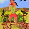 Child And Crows With Watermelon Diamond Painting