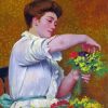 Classic Woman Arranging Flowers Diamond Painting