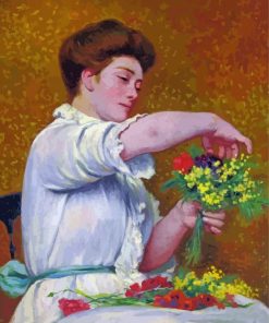 Classic Woman Arranging Flowers Diamond Painting