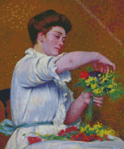 Classic Woman Arranging Flowers Diamond Painting