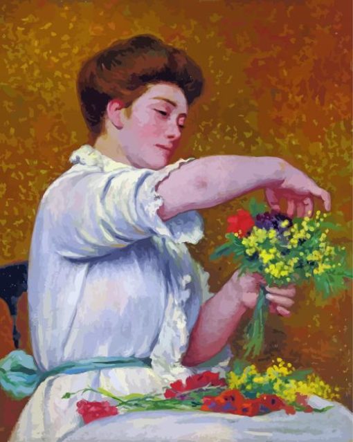 Classic Woman Arranging Flowers Diamond Painting