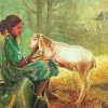 Cute Girl With Sheep Diamond Painting