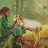 Cute Girl With Sheep Diamond Painting