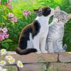 Cute Cat In Garden Diamond Painting