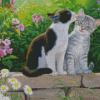 Cute Cat In Garden Diamond Painting