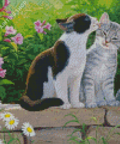 Cute Cat In Garden Diamond Painting