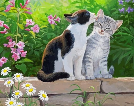 Cute Cat In Garden Diamond Painting