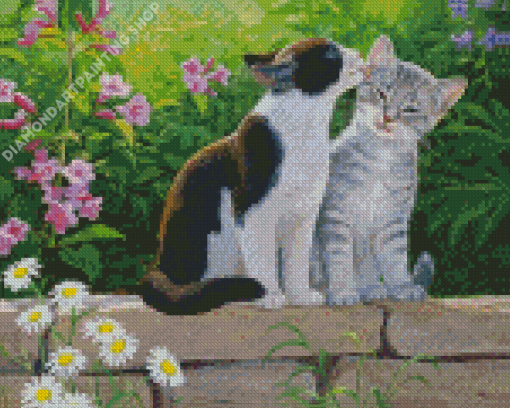 Cute Cat In Garden Diamond Painting