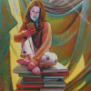 Girl And Books Jimmy Lawlor Diamond Painting