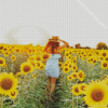 Girl In Sunflower Field Diamond Painting