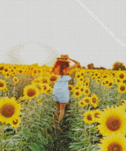 Girl In Sunflower Field Diamond Painting