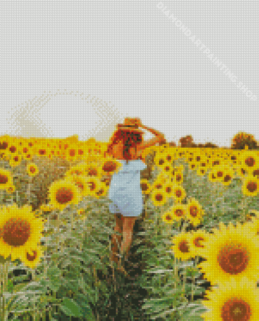 Girl In Sunflower Field Diamond Painting