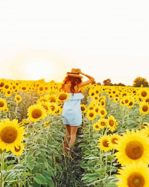 Girl In Sunflower Field Diamond Painting