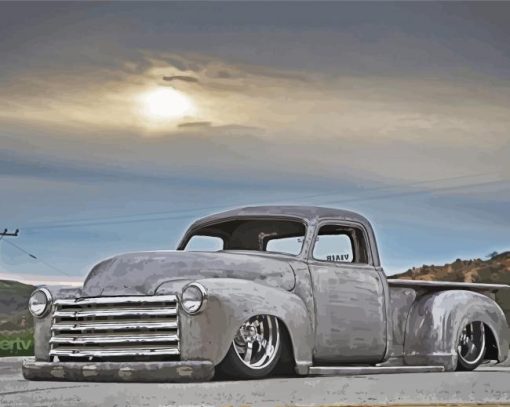 Grey Classic Chevy Truck Diamond Painting