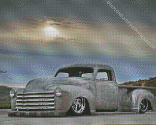 Grey Classic Chevy Truck Diamond Painting