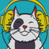 Happy Cat With Headphones Diamond Painting