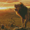 Lion Sunset Animal Diamond Painting