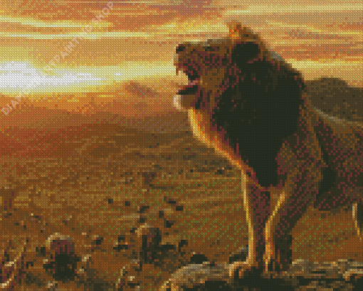 Lion Sunset Animal Diamond Painting