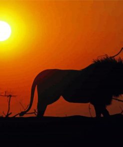 Lion Sunset Silhouette Diamond Painting