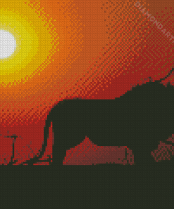 Lion Sunset Silhouette Diamond Painting