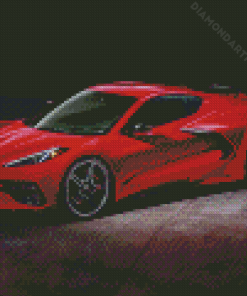 Red C8 Corvette Car Diamond Painting