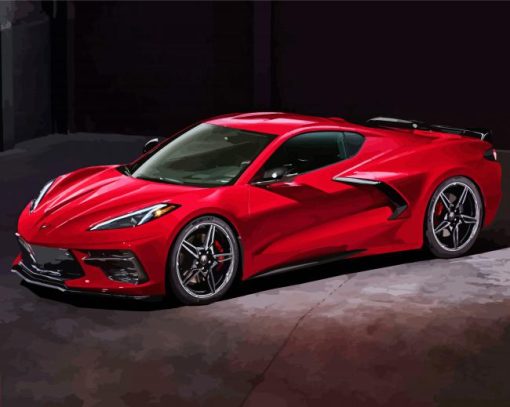 Red C8 Corvette Car Diamond Painting