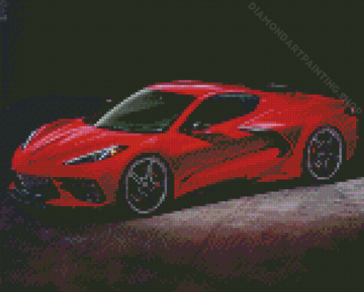 Red C8 Corvette Car Diamond Painting