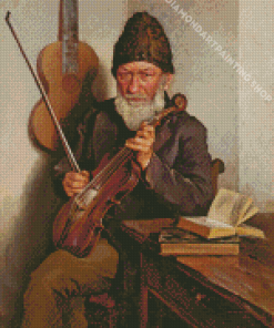 Vintage Old Violinist Man Diamond Painting