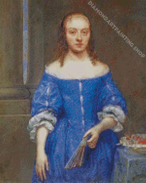 Woman In Blue Dress Diamond Painting